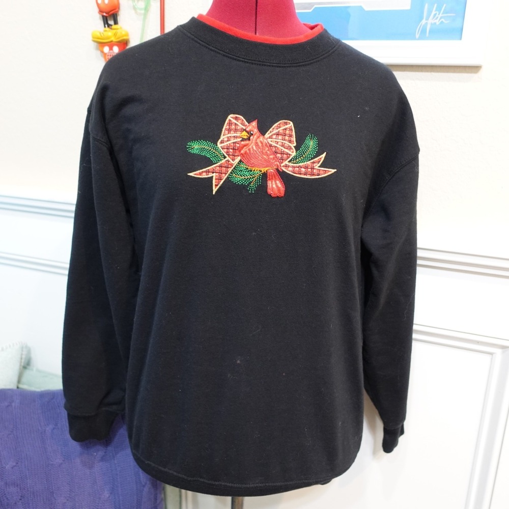 Vintage‎ M&C Sportswear Sweatshirt S Small Cardinal red bird pullover Christmas
